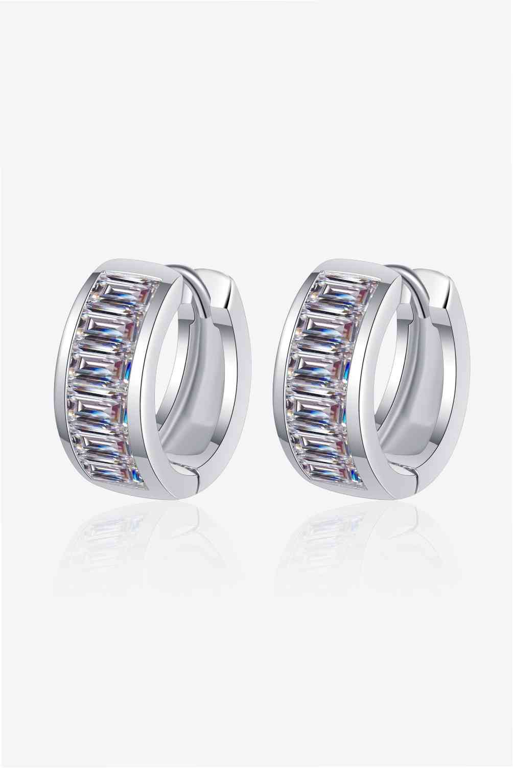 Boucles d'oreilles Huggie en argent sterling 925 moissanite 1,8 carat