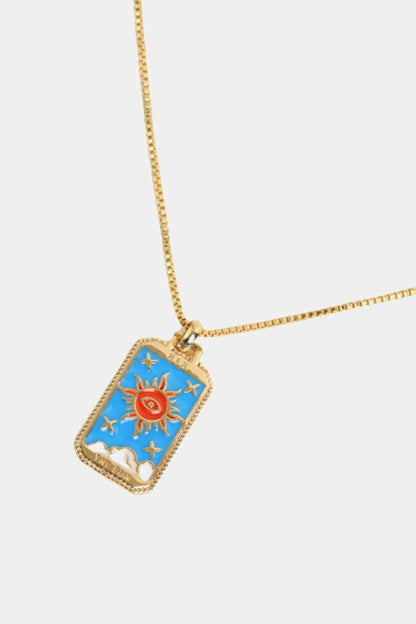 Collier en cuivre pendentif carte de tarot