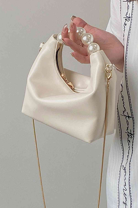 Sac à main en cuir PU avec perles adoré