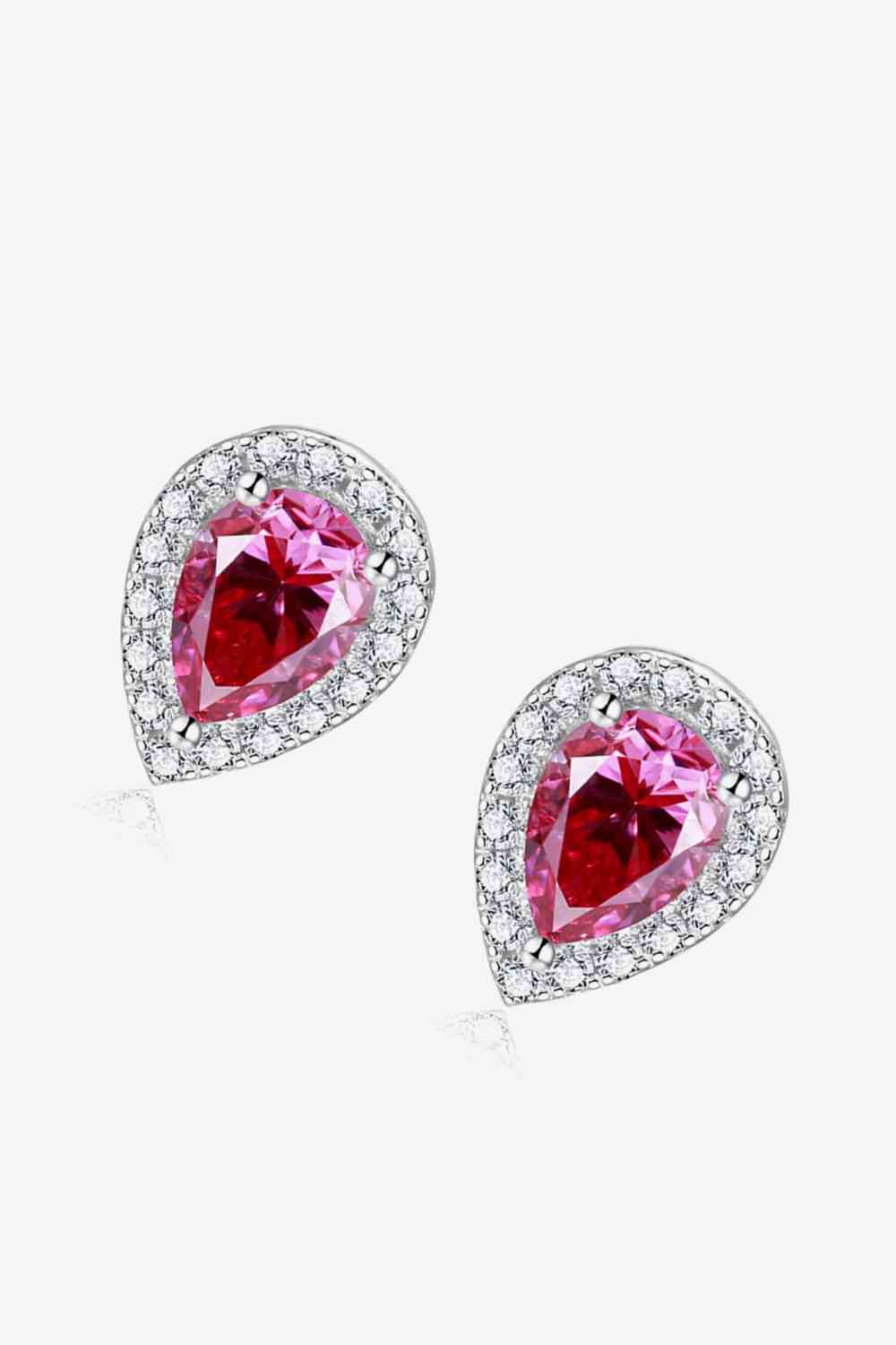 Boucles d'oreilles à tige en forme de larme de moissanite de 2 carats en rose