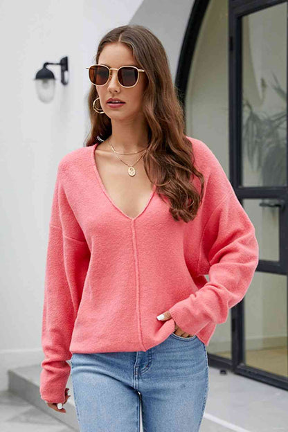 V-Neck Center Seam Sweater