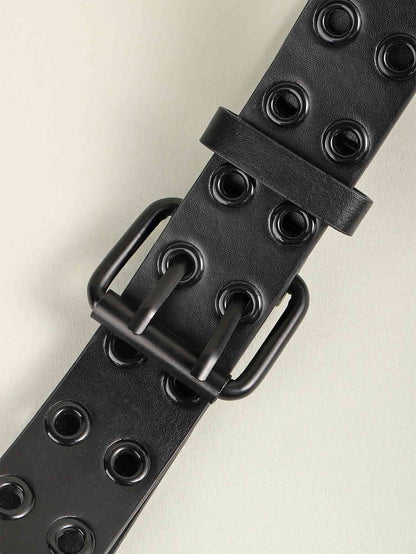 Ceinture en cuir PU à œillets