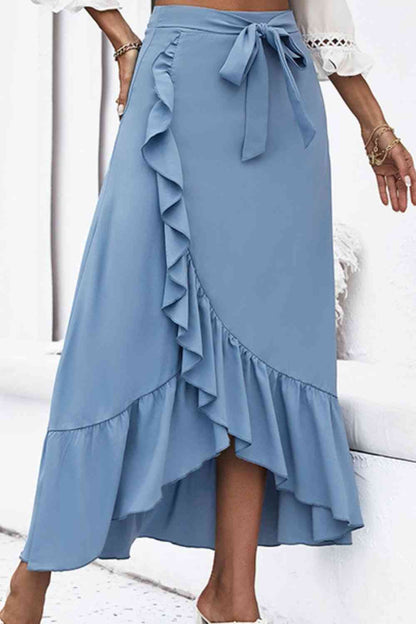 Ruffle Trim Tied Skirt