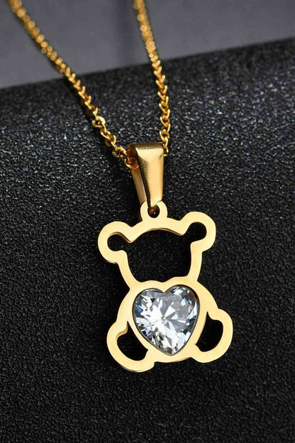 Collier en acier inoxydable avec pendentif ours