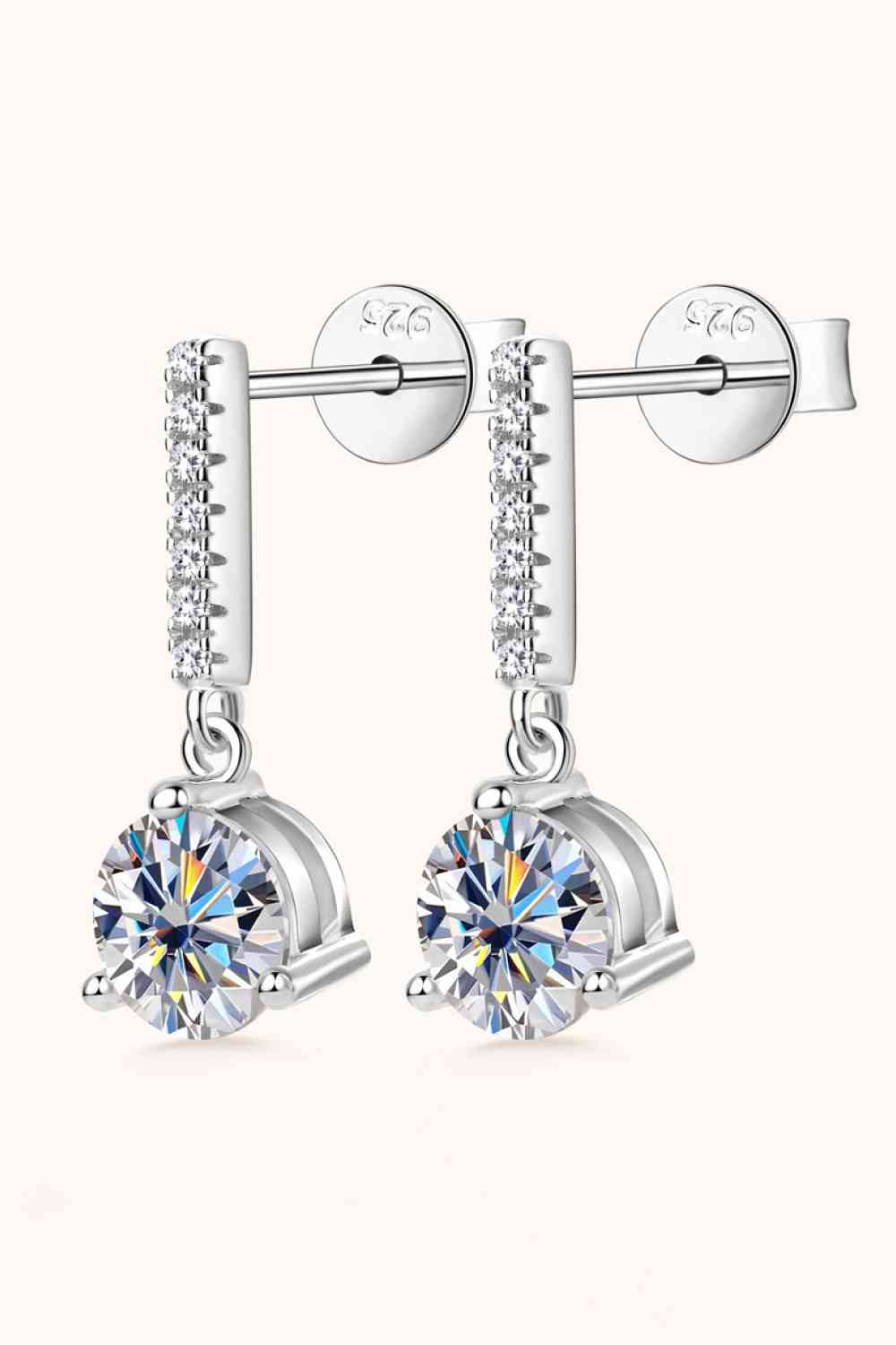 Boucles d'oreilles pendantes en argent sterling 925 moissanite 2 carats