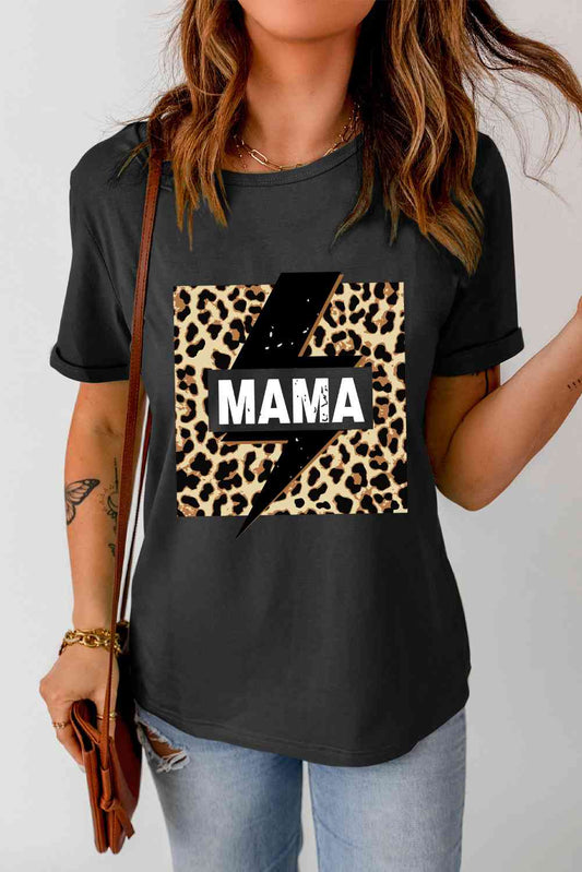 Camiseta con estampado de relámpagos de leopardo de MAMA