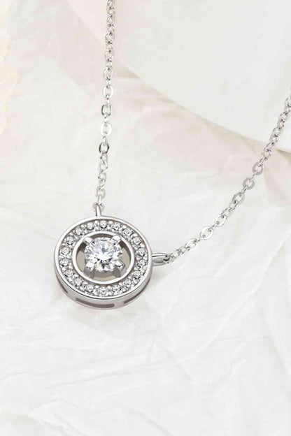 925 Sterling Silver Moissanite Geometric Pendant Necklace