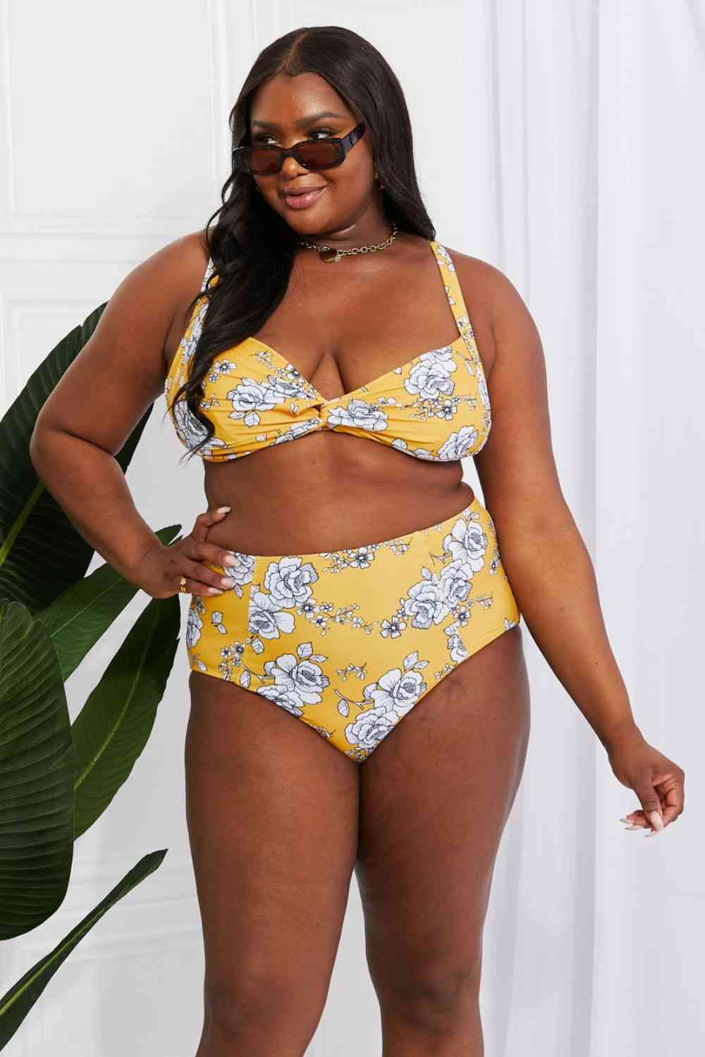 Marina West Swim Take A Dip - Bikini taille haute torsadé - Moutarde