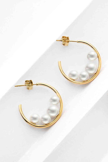 Can't Stop Your Shine - Boucles d'oreilles créoles en C avec perles