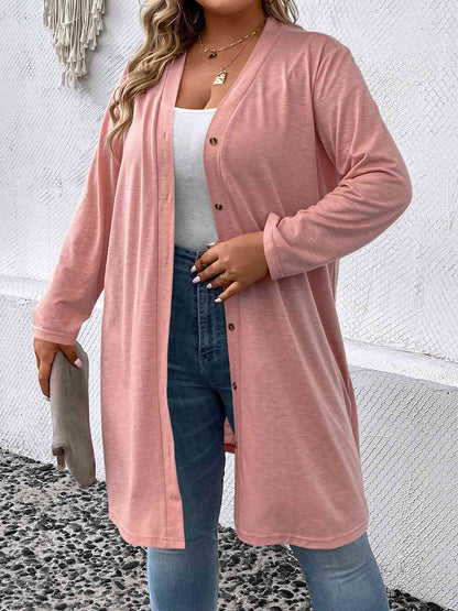 Cardigan Long Boutonné de Grande Taille