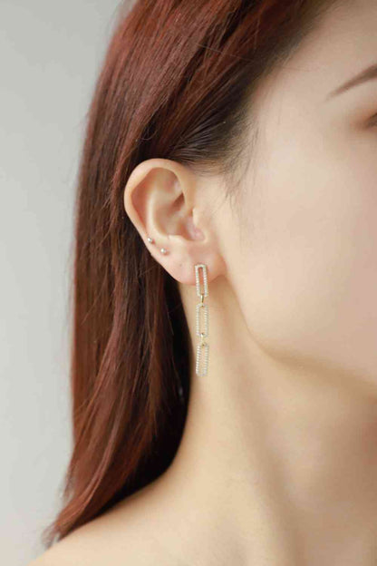 Boucles d'oreilles pendantes à grosse chaîne en strass