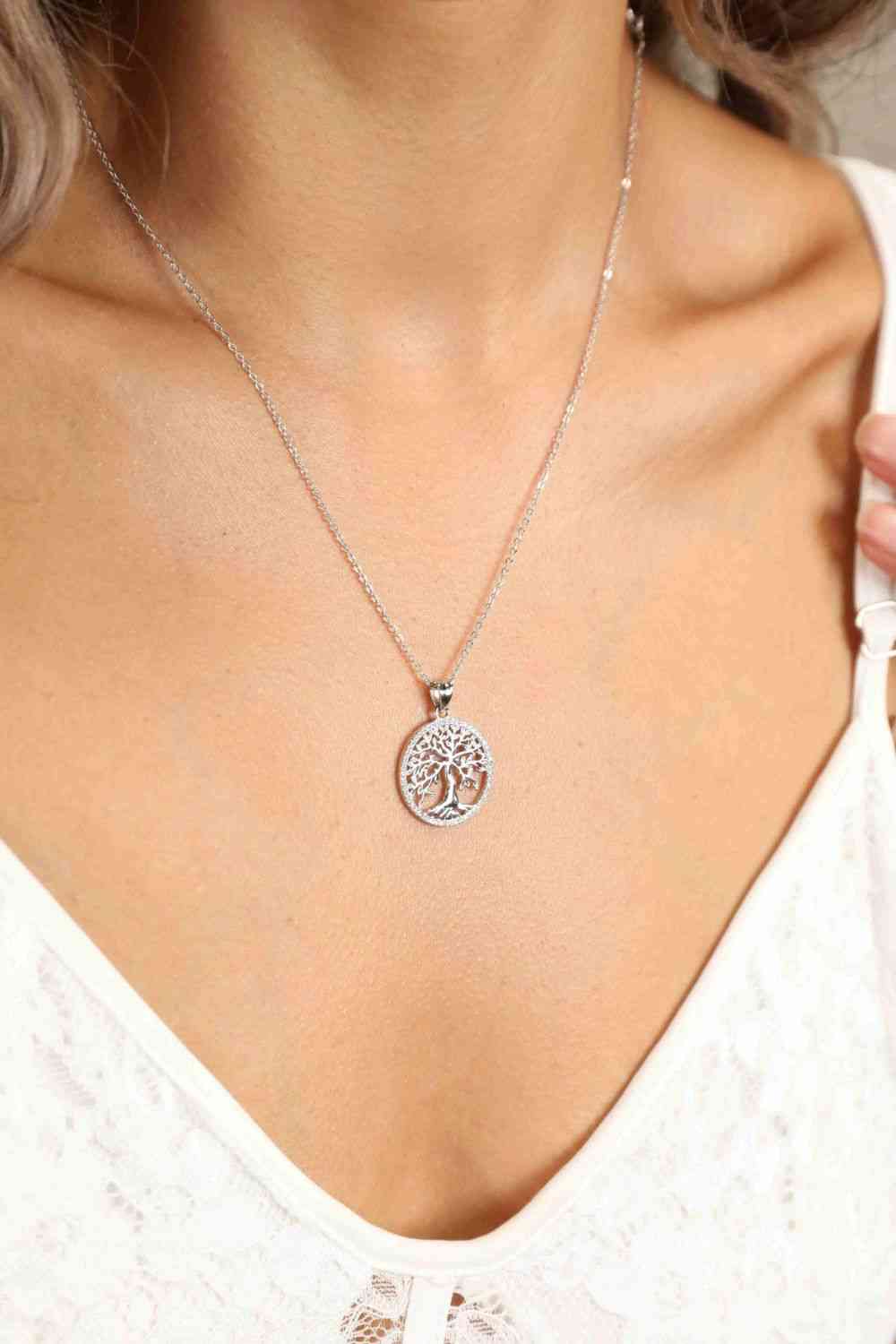 Collier avec pendentif arbre moissanite en argent sterling 925 adoré