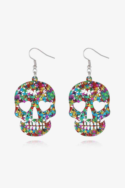 Boucles d'oreilles pendantes en acrylique avec tête de mort