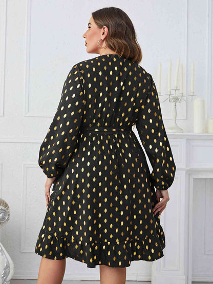 Robe Imprimée à Col Surplis et Longueur Genou de Grande Taille