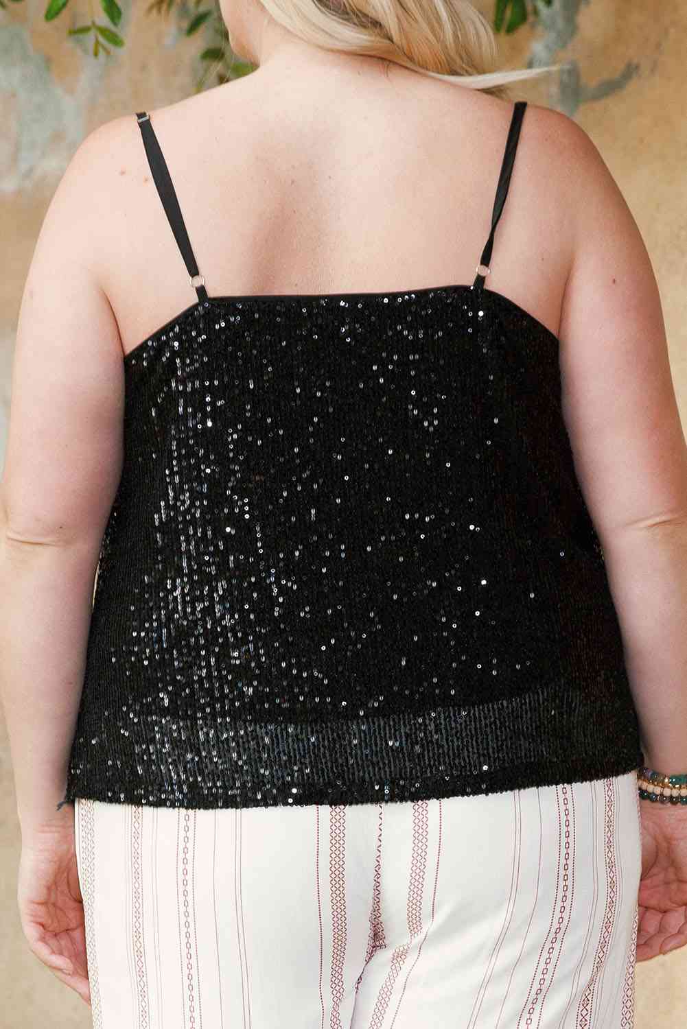 Camisole à Col Bénitier à Paillettes de Grande Taille