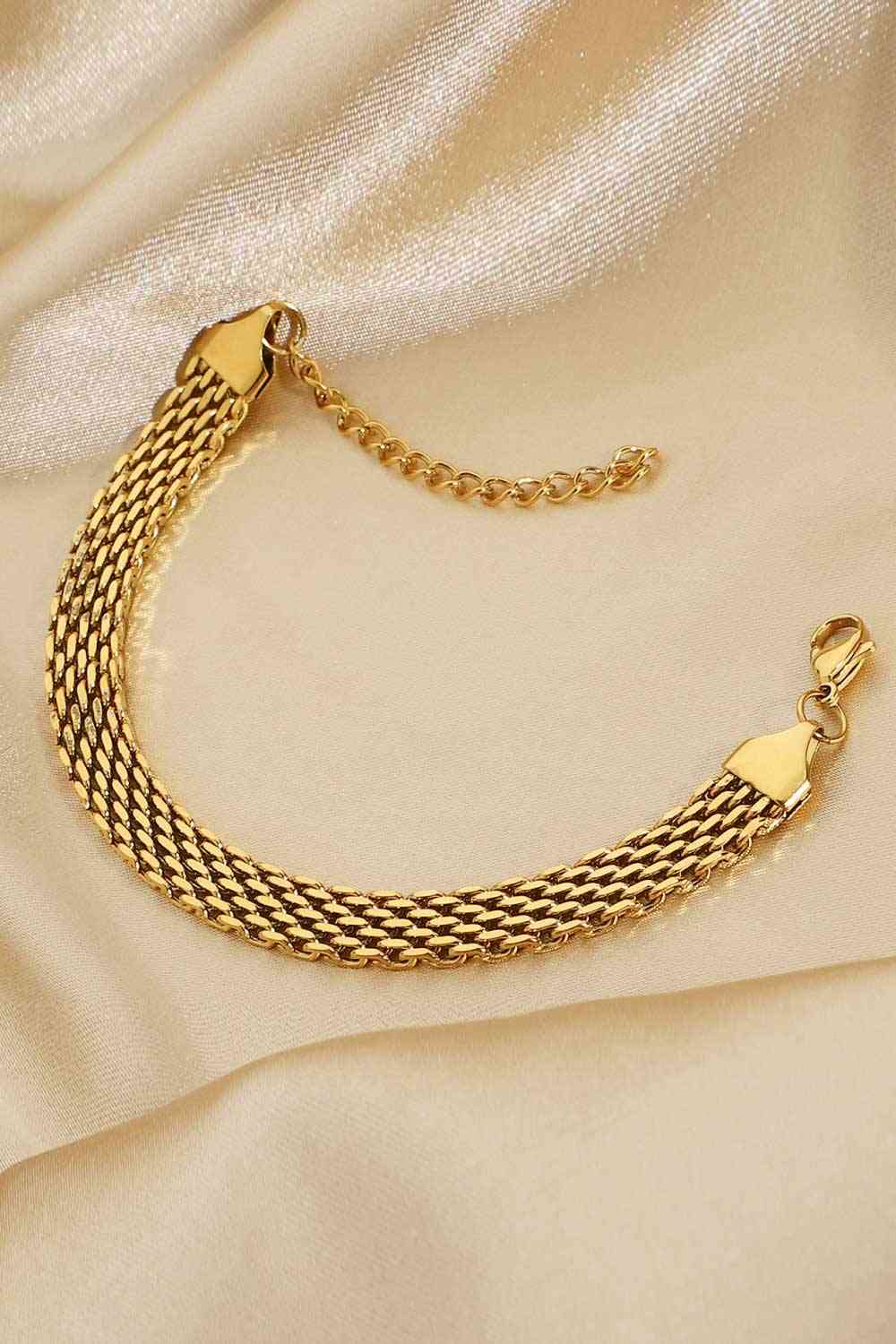 Pulsera De Cadena Ancha Bañada En Oro De 18 Quilates