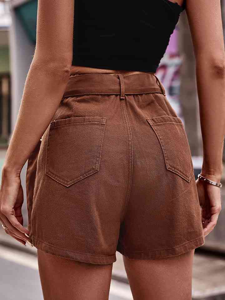 Shorts cargo de mezclilla de cintura alta