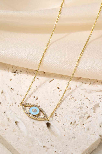 Evil Eye Pendant Gold Plated Chain Necklace