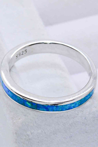 Bague opale en argent sterling 925 en bleu ciel