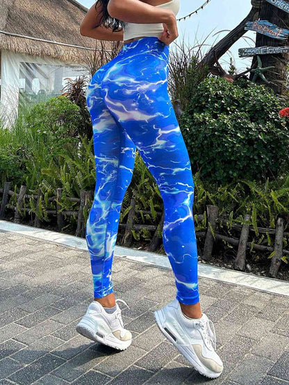 Pantalon actif long tie-dye coupe slim à taille haute