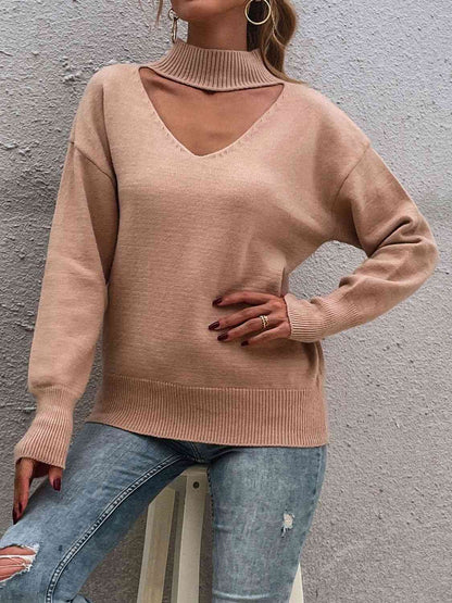 Cutout Mock Neck Sweater