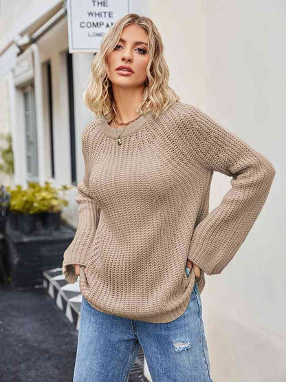 Pull en tricot gaufré à manches raglan