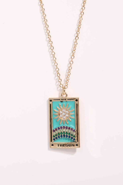 Collier en acier inoxydable avec pendentif carte de tarot