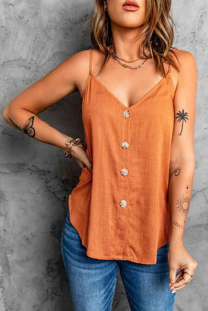 Camisole à bretelles spaghetti et décolleté boutonné sur le devant