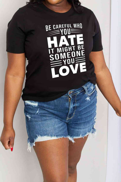 T-shirt en coton graphique à slogan pleine taille Simply Love