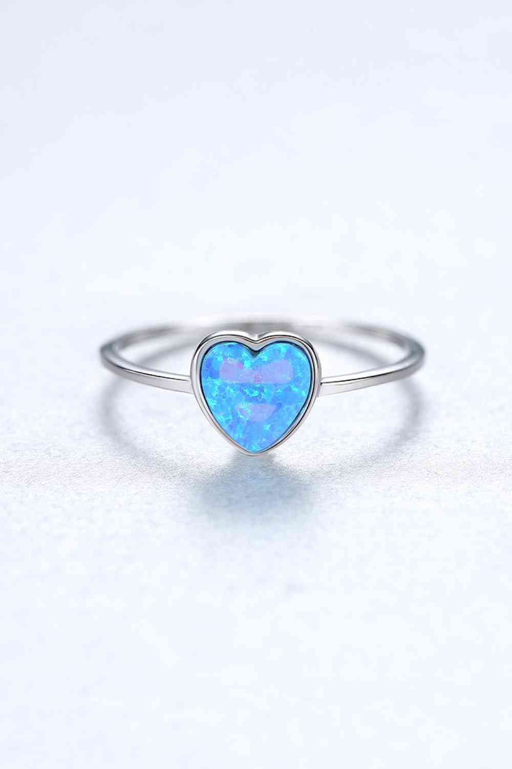 Bague en argent sterling 925 coeur opale