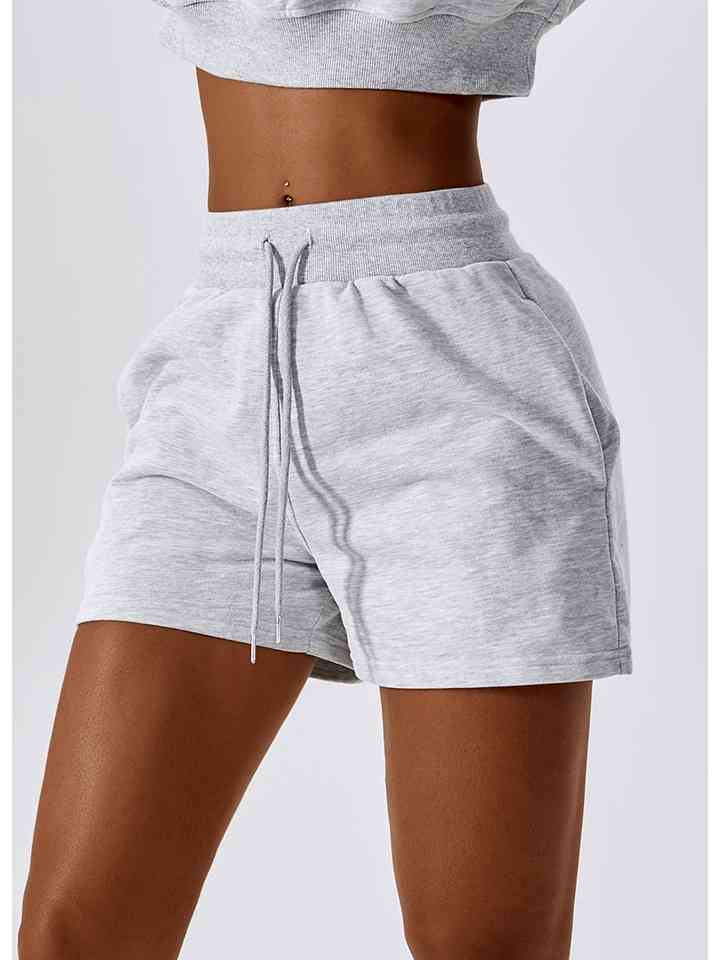 Shorts deportivos con cintura fruncida y cordón