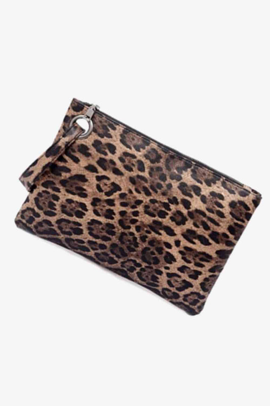 Clutch de piel sintética con estampado de leopardo