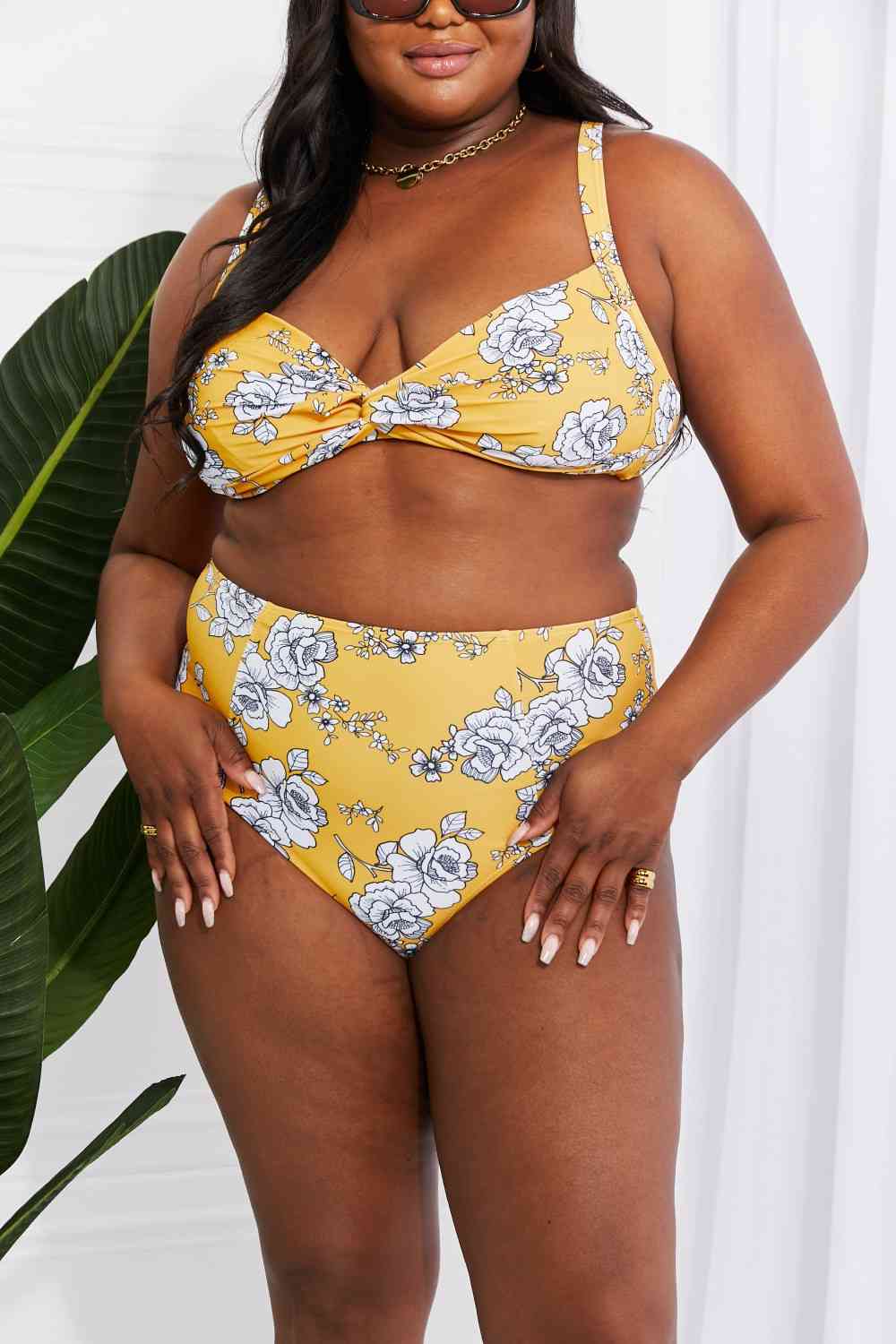 Marina West Swim Take A Dip - Bikini taille haute torsadé - Moutarde