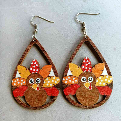 Boucles d'oreilles pendantes dinde de Thanksgiving