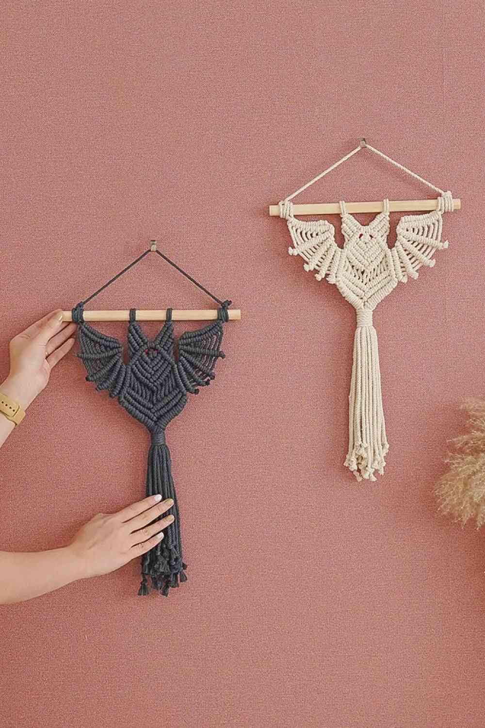 Colgador de plantas de pared de macramé de murciélago de 19,7"