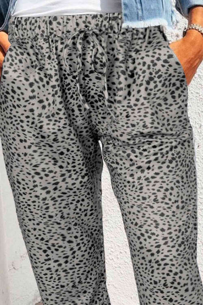 Leopard Pocketed Long Pants