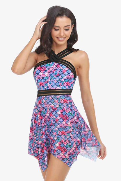 Conjunto de vestido de baño y braguita estampados