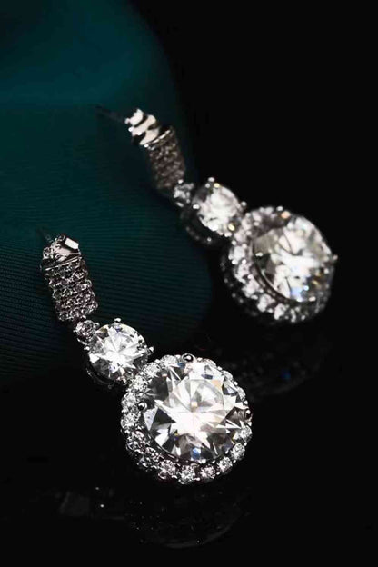 Boucles d'oreilles pendantes plaquées platine moissanite 12 carats