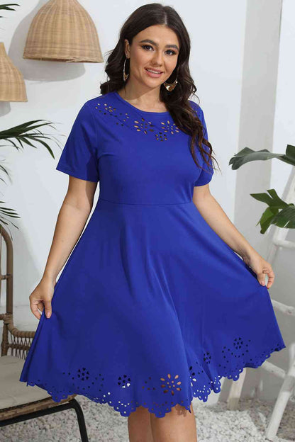 Robe Ajourée Col Rond Grande Taille