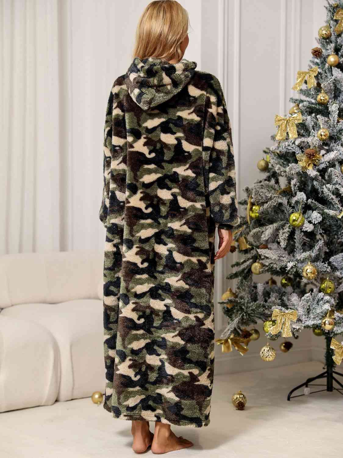 Robe de nuit Teddy à capuche camouflage