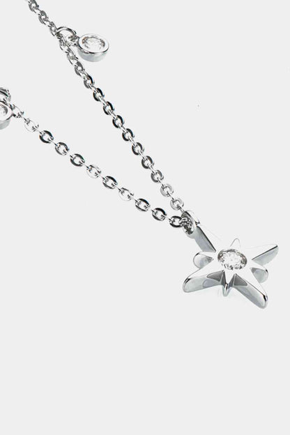 Colgante Moissanite North Star Collar de plata de ley 925