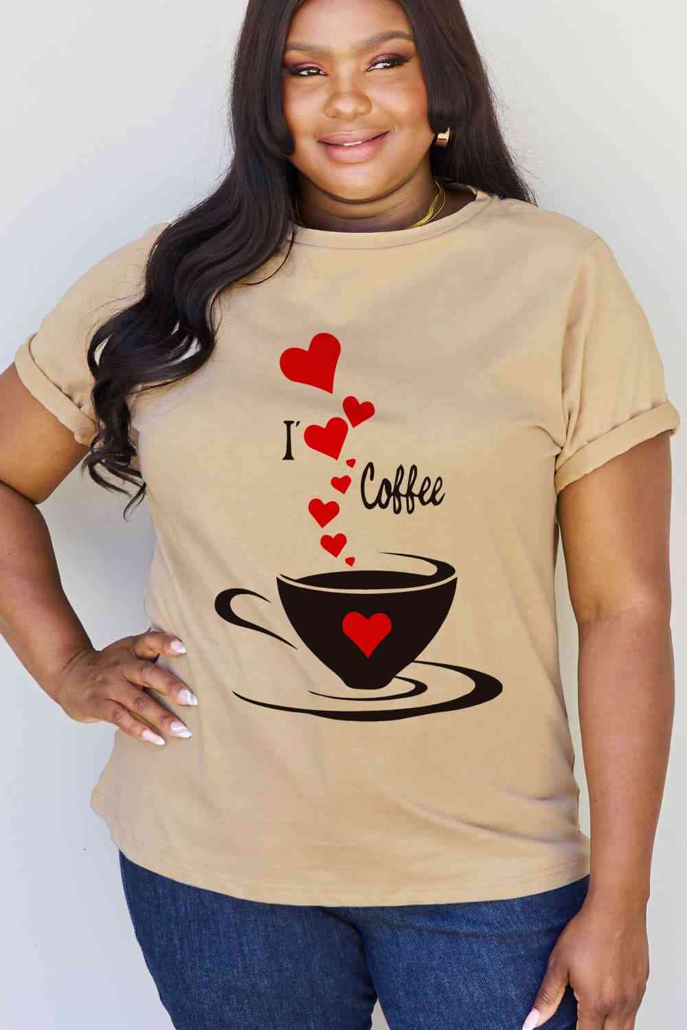 Simply Love T-shirt en coton graphique I LOVE COFFEE pleine taille