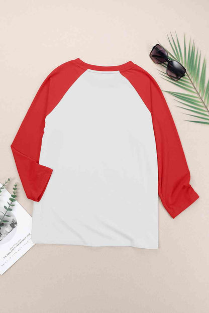 T-shirt graphique Simply Love PARTY IN THE USA à manches raglan