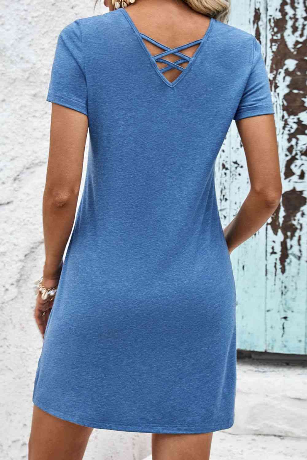 Short Sleeve V-Neck Mini Dress