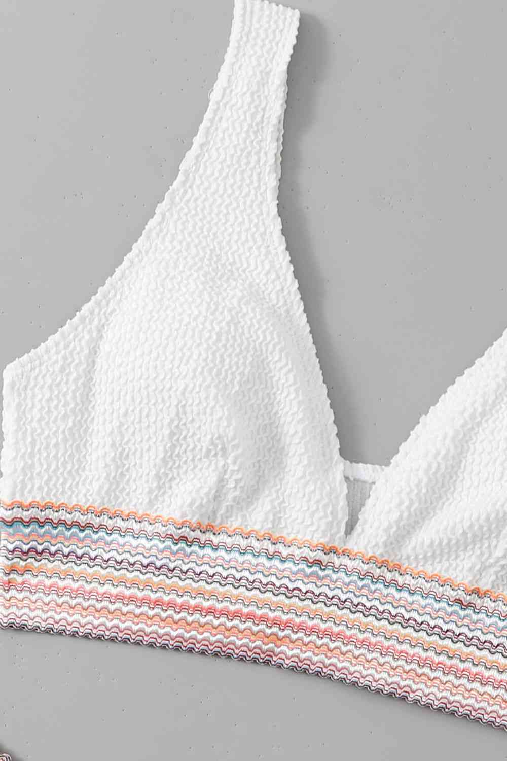 Contrast Textured High Cut Swim Set