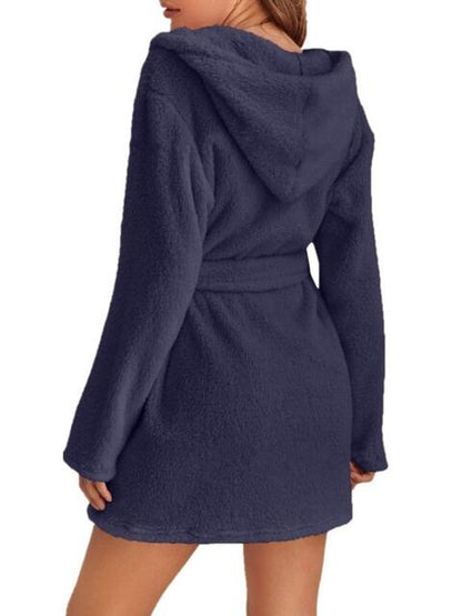 Robe à capuche avec lien à la taille