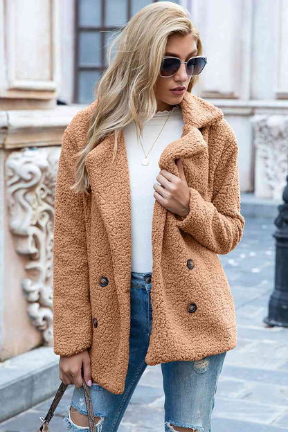 Manteau Sherpa à col à revers pleine taille