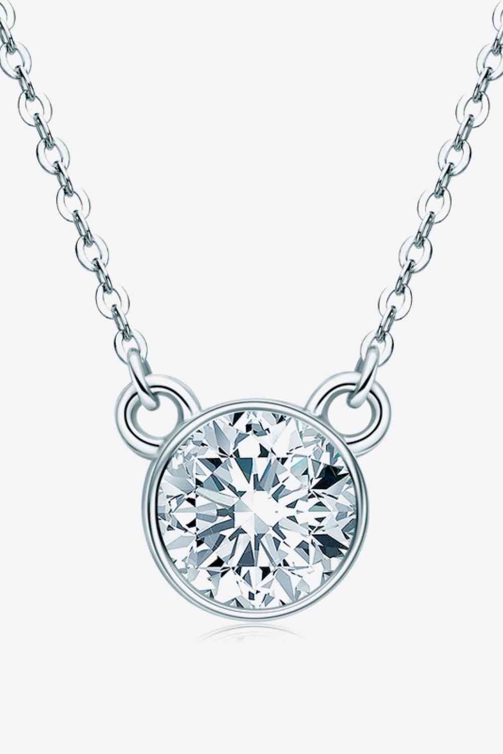 Collier pendentif rond en argent sterling 925, 1 carat de moissanite