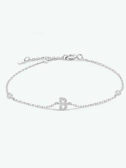 Pulsera de plata de ley 925 con circonitas de la A a la F