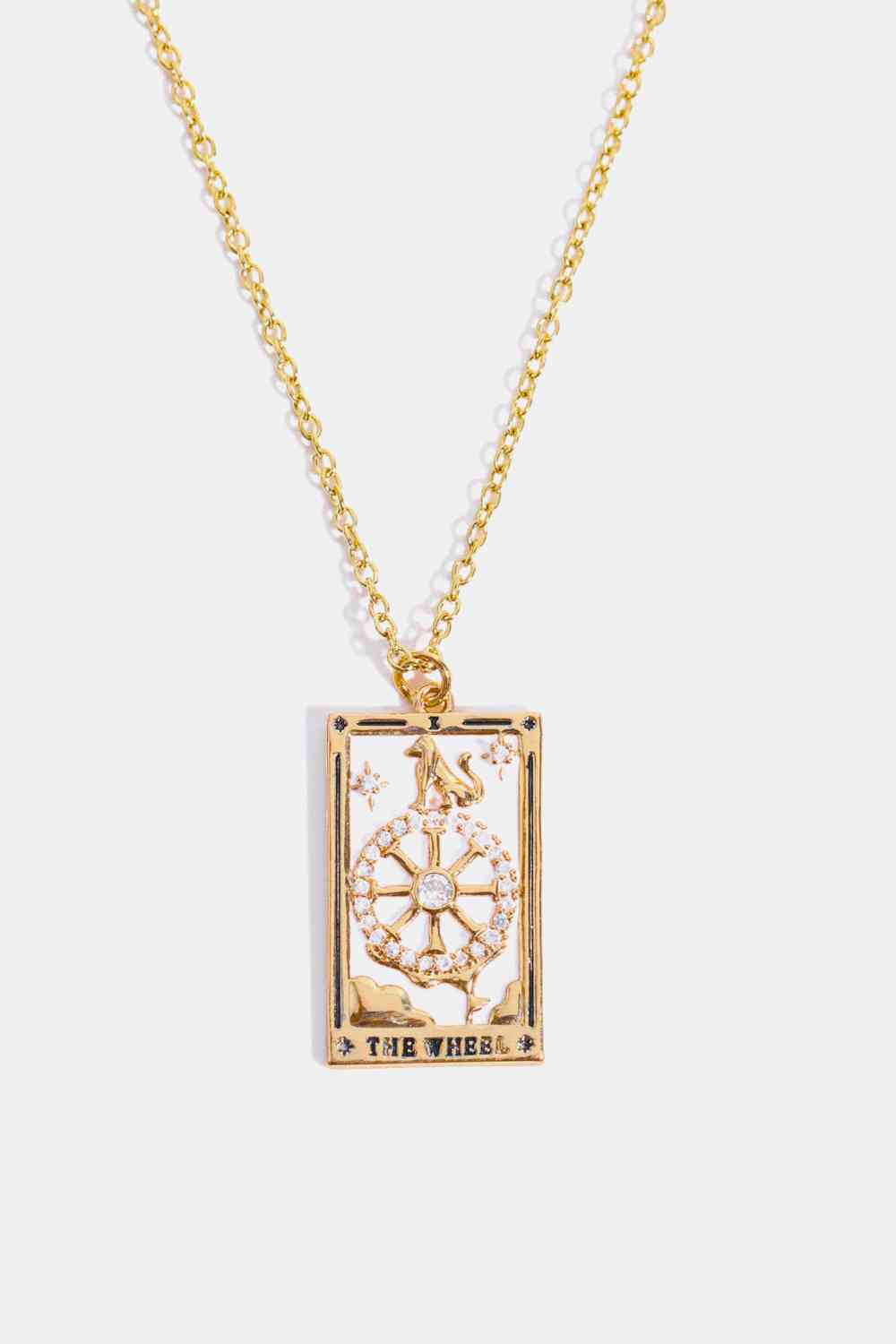 Collier en acier inoxydable avec pendentif carte de tarot